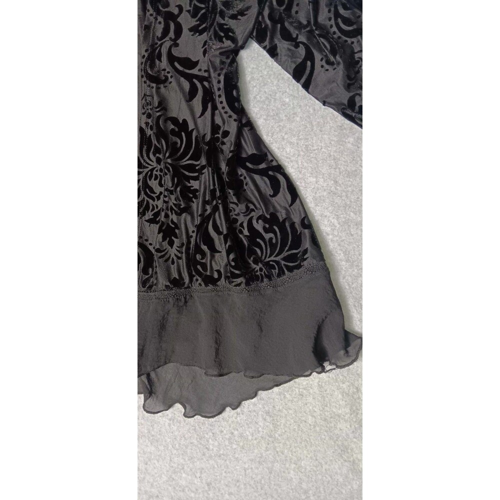 Maurices Velvet Burnout Open Front Kimono Cardigan M Black Whimsigoth Witchy Y2K - Picture 6 of 13
